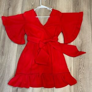 Eye-catching red wrap dress